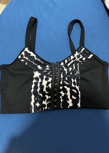 Zebra Desenli Siyah Goth mini üst