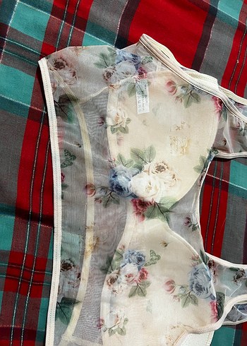 xl Beden beyaz Renk Çiçek Desenli Vintage Bohem Sütyen
