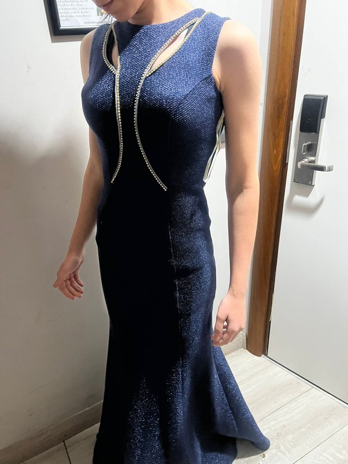 Lacivert abiye - Görsel 2