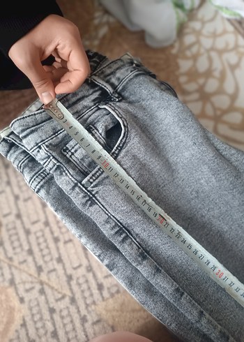 Gri Midi Boy Bol Kesim Kadın Kot Pantolon - Görsel 2