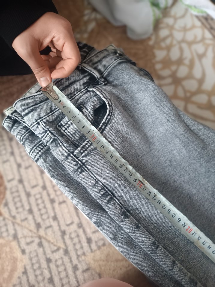 Gri Midi Boy Bol Kesim Kadın Kot Pantolon - Görsel 2