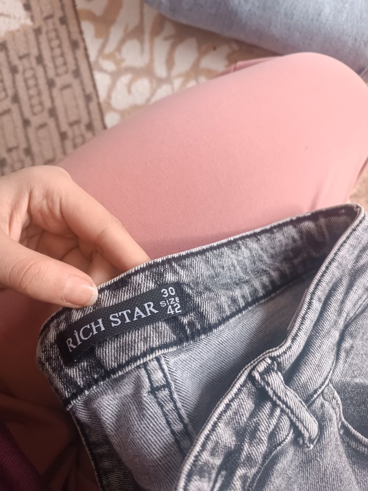 Gri Midi Boy Bol Kesim Kadın Kot Pantolon - Görsel 4