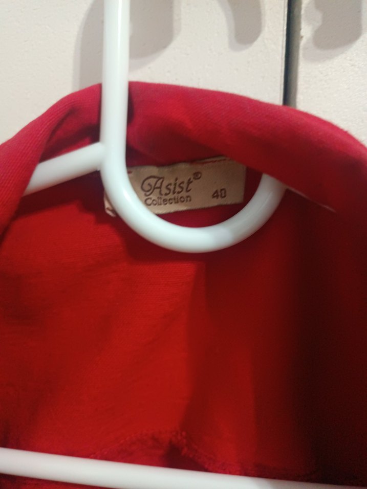 Düğmeli Kırmızı Kadın Denim Ceket - Görsel 3