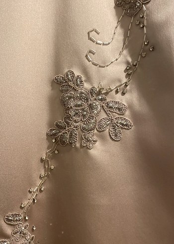 Pudra İşlemeli Saten Abiye Takım - Görsel 4