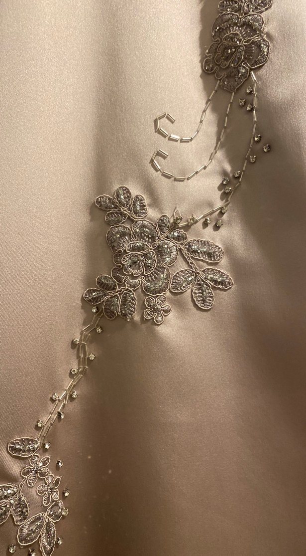 Pudra İşlemeli  Saten Abiye Takım - Görsel 4