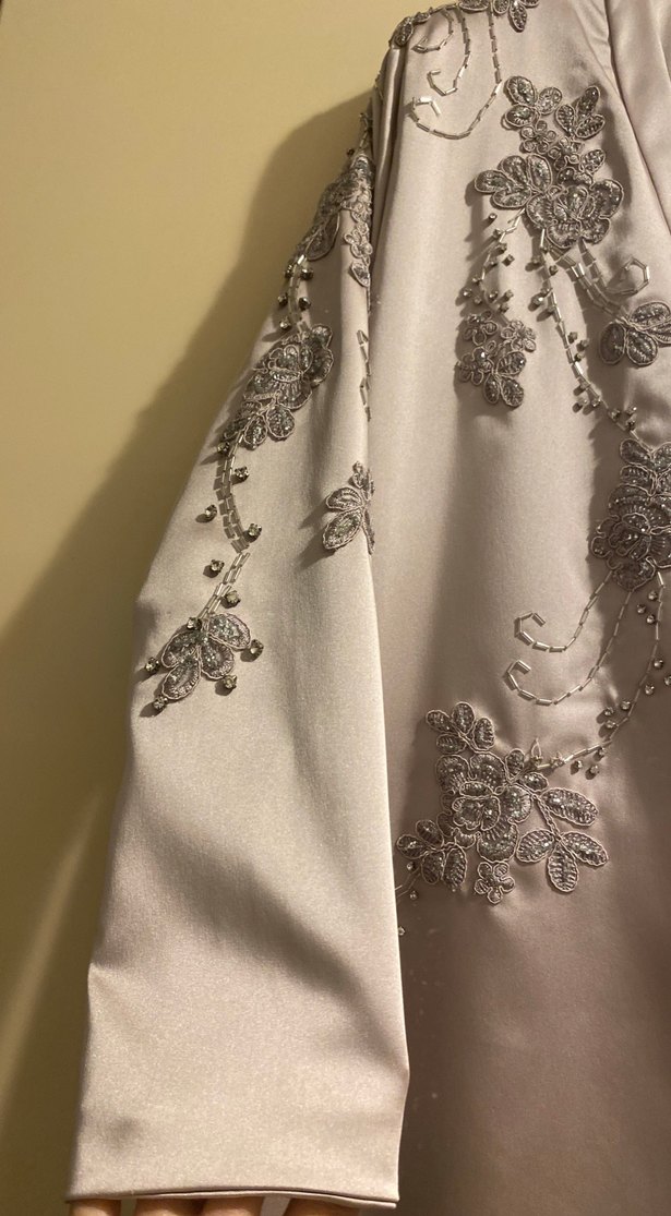 Pudra İşlemeli  Saten Abiye Takım - Görsel 3