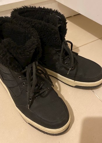 Kürklü Siyah Kadın Dolgu Topuk Bot - Görsel 5