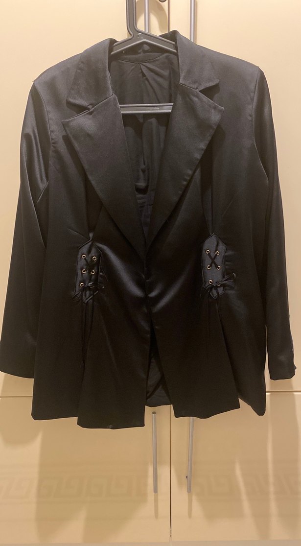 Siyah Kadın Saten Abiye Takımı - Görsel 3