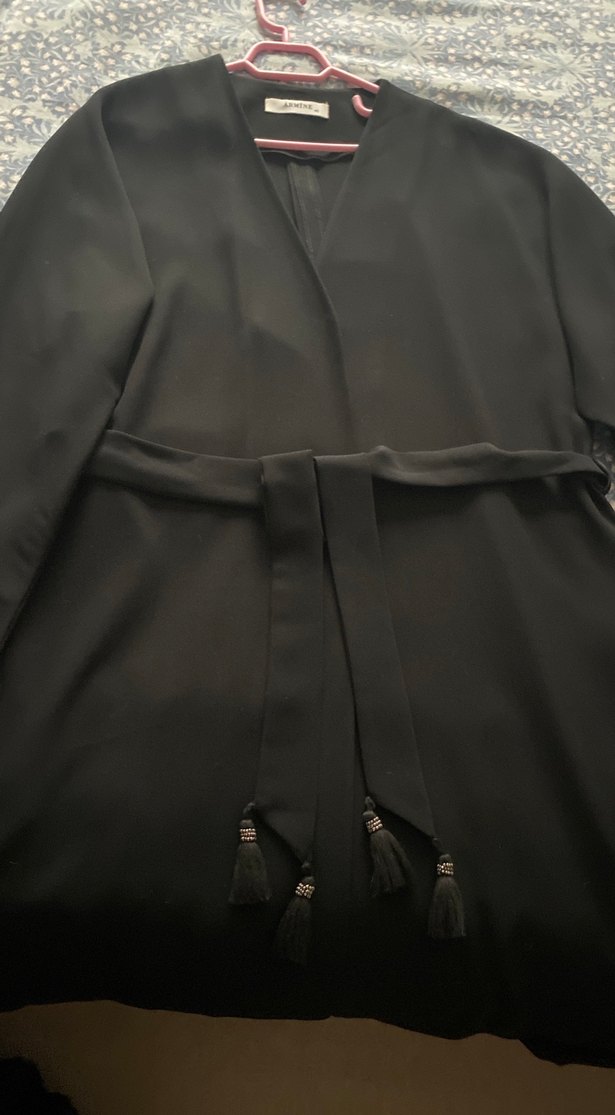 Siyah Kuşaklı Uzun abiye ferace - Görsel 4