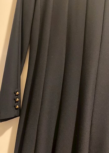 Uzun Kollu Siyah Pilili Kadın Elbise - Görsel 2