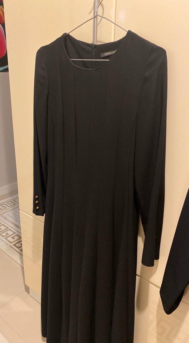 Uzun Kollu Siyah Pilili Kadın Elbise - Görsel 4