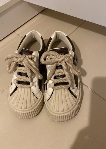 Bej kahve Çizgili Platform Topuklu Kadın Spor Ayakkabı - Görsel 4