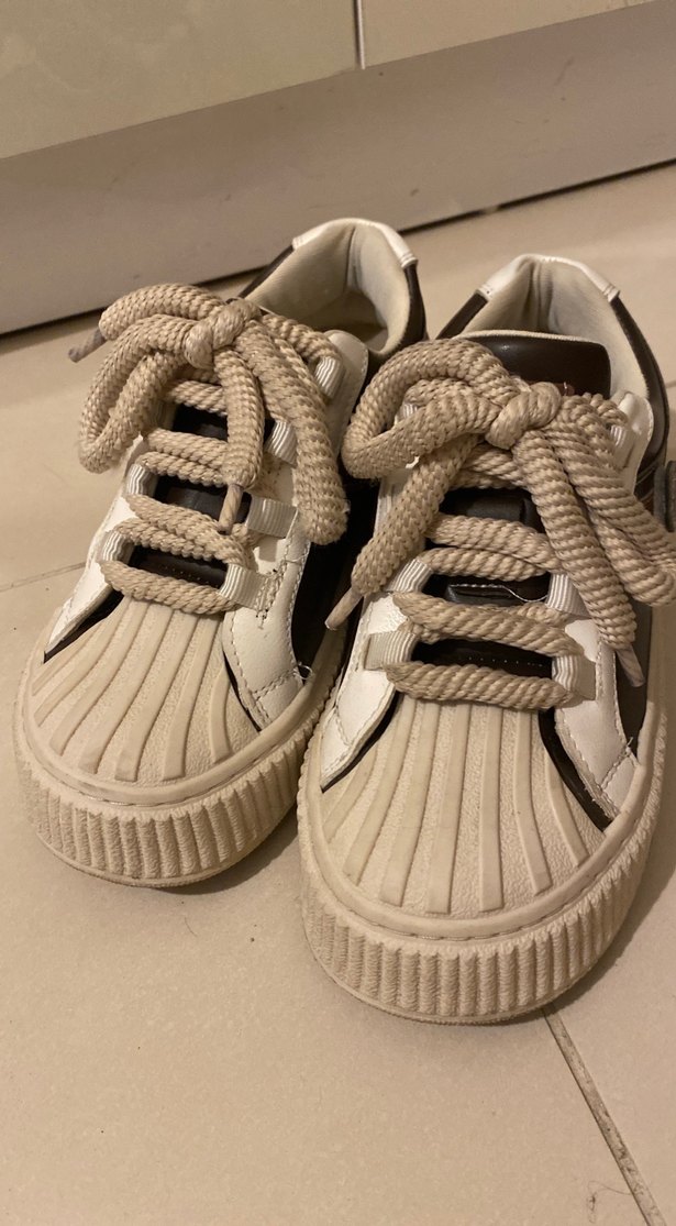 Bej kahve Çizgili Platform Topuklu Kadın Spor Ayakkabı - Görsel 5