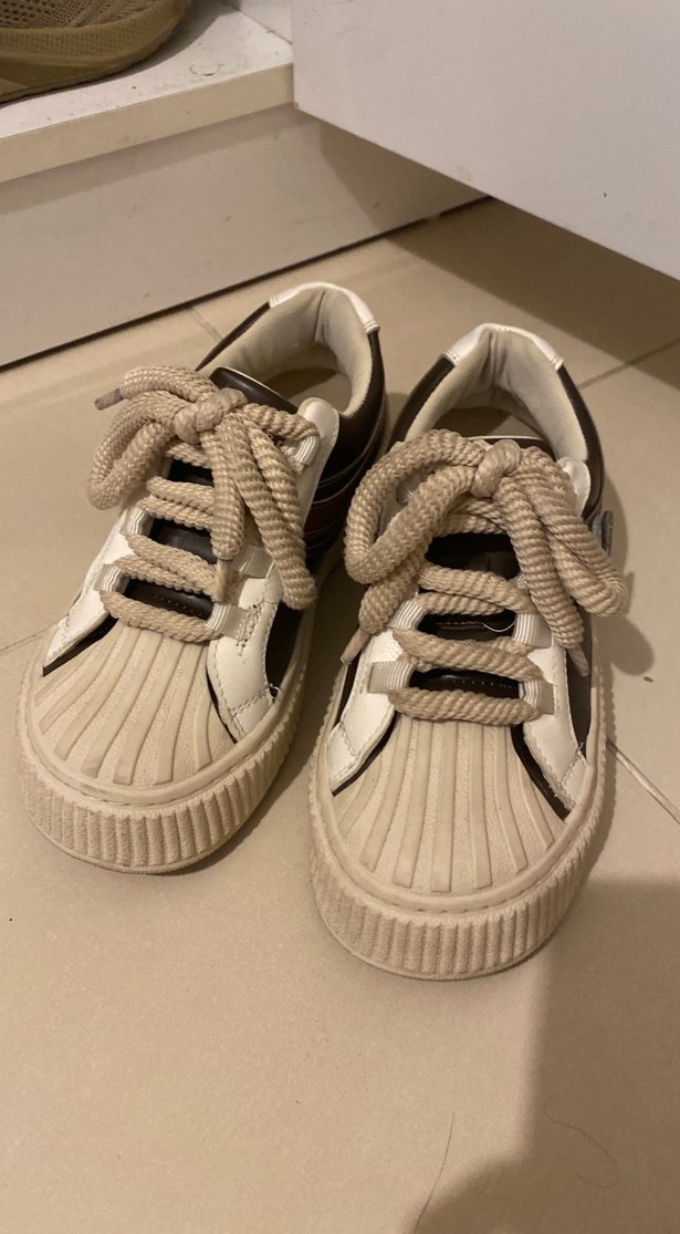 Bej kahve Çizgili Platform Topuklu Kadın Spor Ayakkabı - Görsel 2