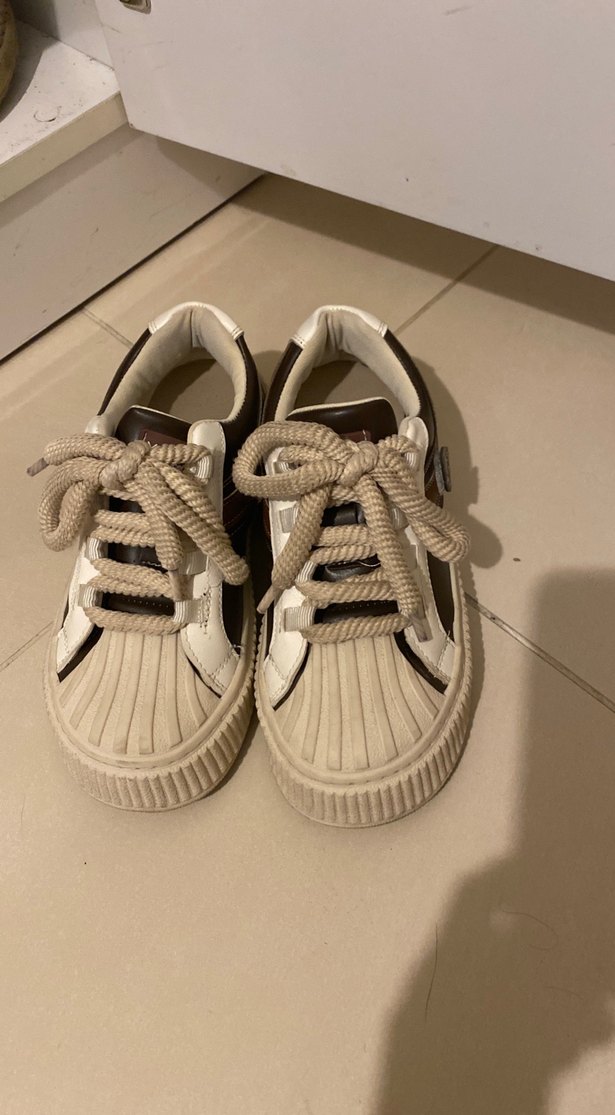 Bej kahve Çizgili Platform Topuklu Kadın Spor Ayakkabı - Görsel 4