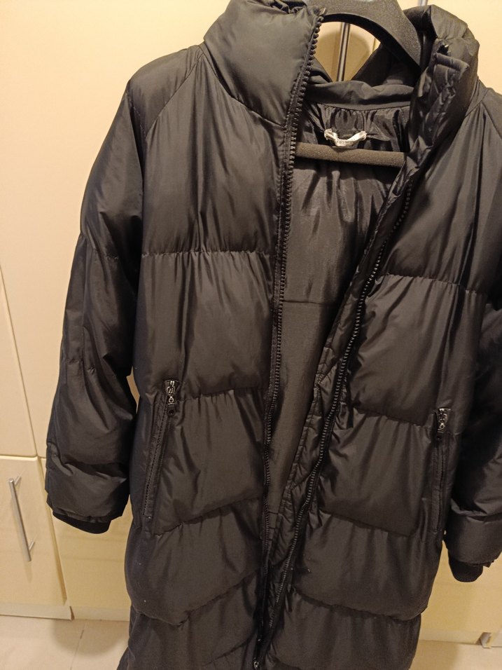 Siyah Uzun Kadın Kışlık Şişme Kaban - Görsel 3