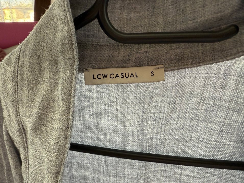 Gri Keten Kadın Gömlek Uzun Kollu - Görsel 3