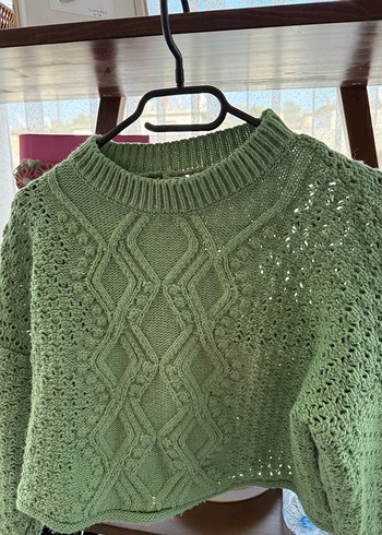 Yeşil Bohem Örgü Kadın Kazak - Görsel 3