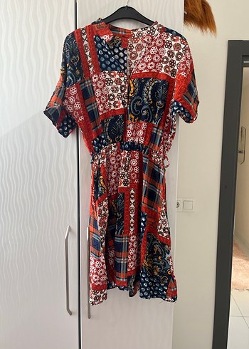 Diğer Bohem Çok Renkli yarım kollu elbise