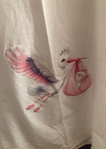 Pamuklu, Baskılı, Beyaz Hamile Tişörtü - Görsel 2