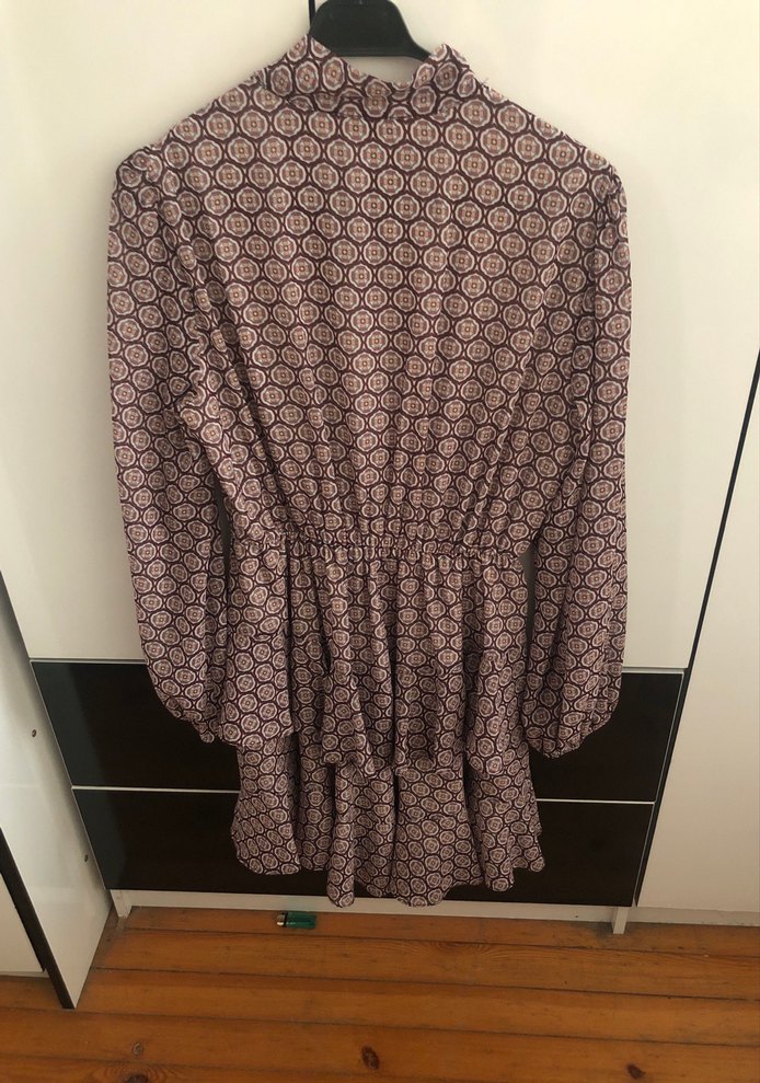 Bordo Bohem Uzun Kollu elbise - Görsel 2