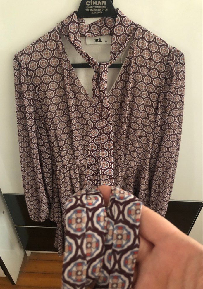 Bordo Bohem Uzun Kollu elbise - Görsel 3