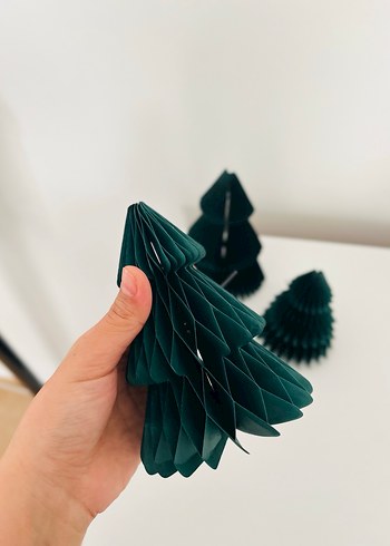 Koyu Yeşil Kağıt Dekoratif Ağaçlar origami ağaç / yılbaşı ağaç / - Görsel 2