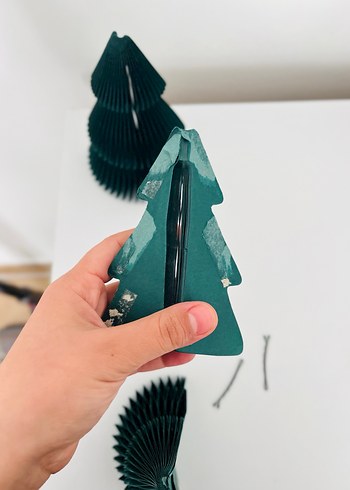 Koyu Yeşil Kağıt Dekoratif Ağaçlar origami ağaç / yılbaşı ağaç / - Görsel 5