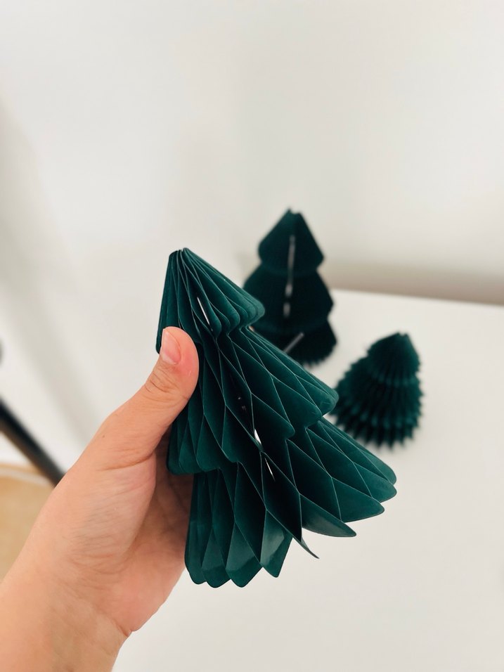 Koyu Yeşil Kağıt Dekoratif Ağaçlar origami ağaç / yılbaşı ağaç / - Görsel 2