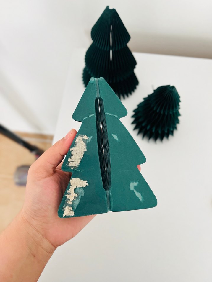 Koyu Yeşil Kağıt Dekoratif Ağaçlar origami ağaç / yılbaşı ağaç / - Görsel 4