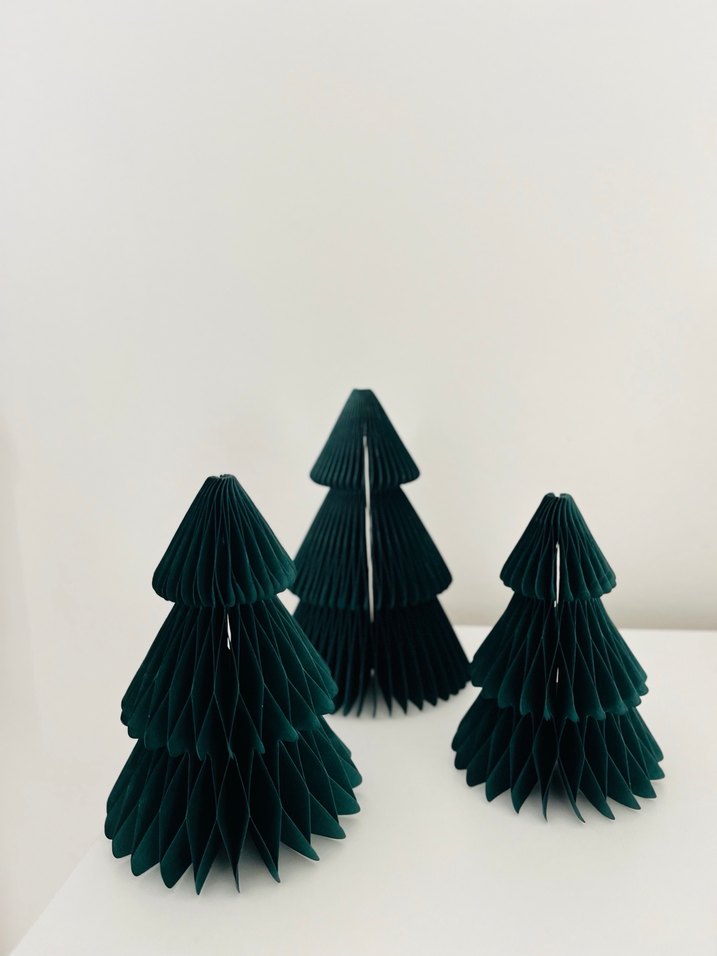 Koyu Yeşil Kağıt Dekoratif Ağaçlar origami ağaç / yılbaşı ağaç / - Görsel 3