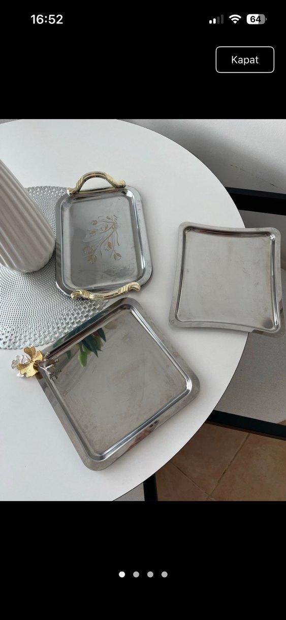 Parlak Altın Renkli Dekoratif Tepsi - Görsel 2