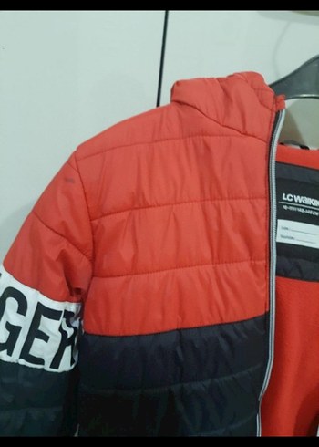 Kapüşonlu Kırmızı Siyah Erkek Çocuk Mont - Görsel 5