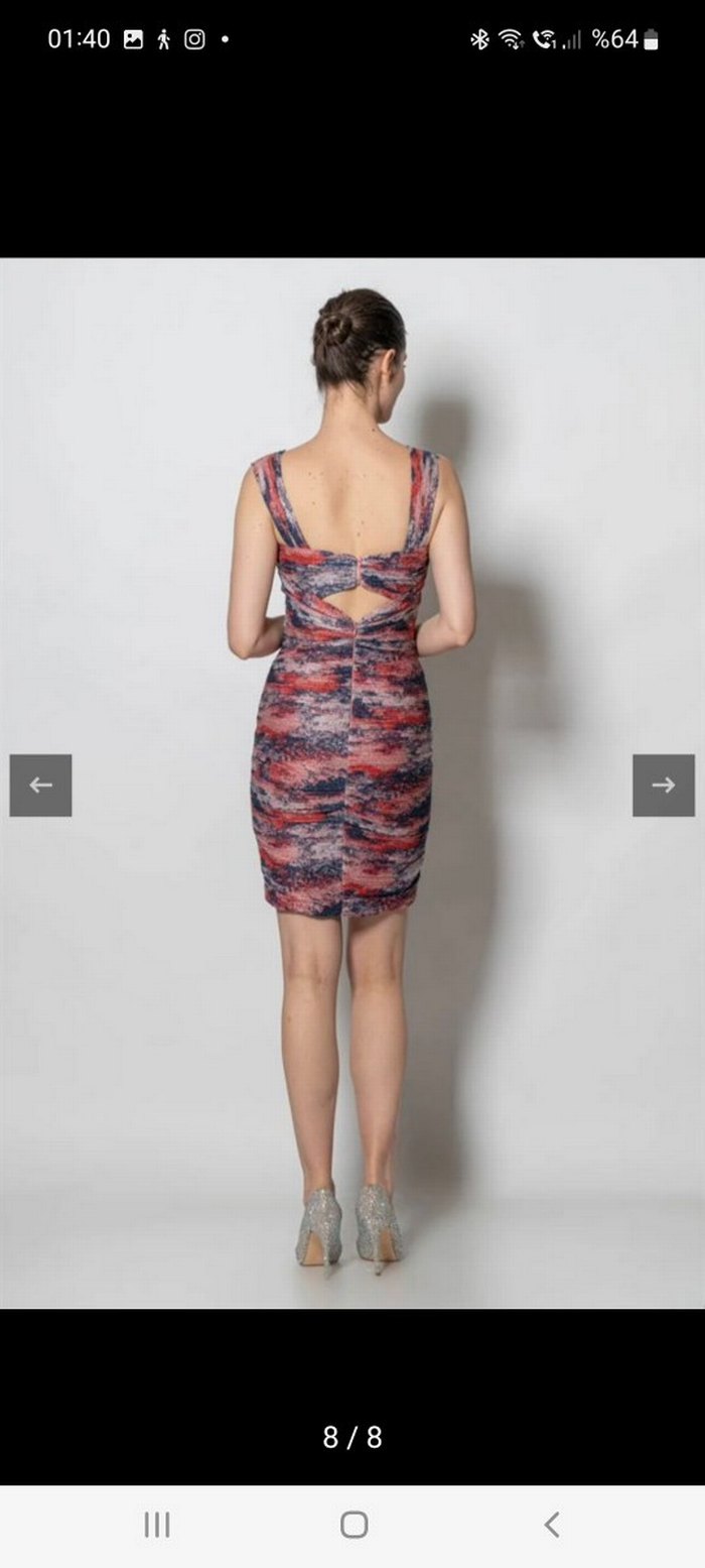 Çok Renkli Drapeli Mini Elbise - Görsel 4