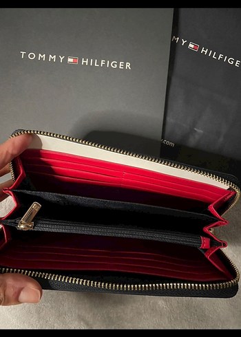 Beden Tommy Hilfiger Siyah Deri Fermuarlı Cüzdan