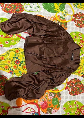 Düğmeli Kahverengi V Yaka Kadın Gömlek - Görsel 2