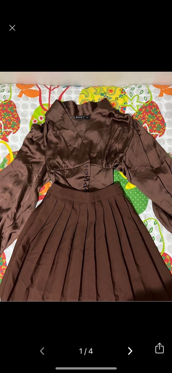 Düğmeli Kahverengi V Yaka Kadın Gömlek - Görsel 3