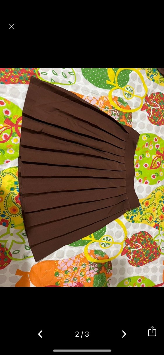 Uzun Kollu Kahverengi Pileli Etek - Görsel 2