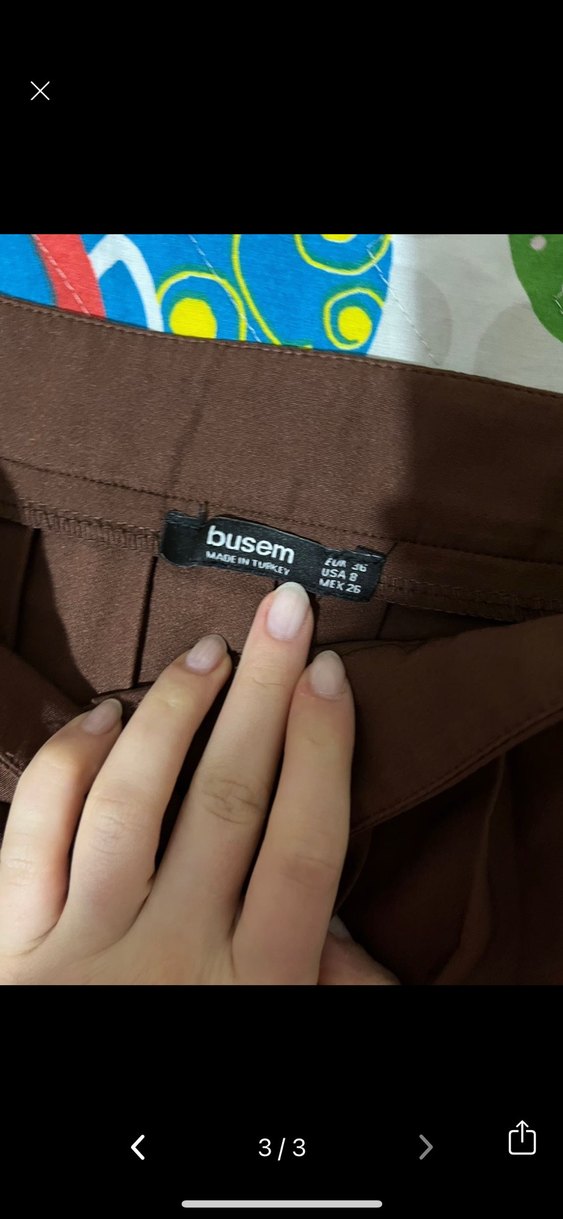 Uzun Kollu Kahverengi Pileli Etek - Görsel 3