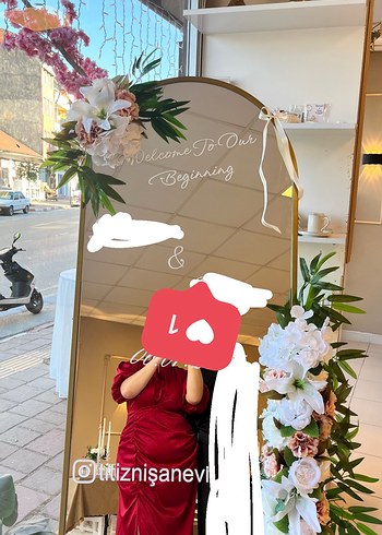 Bordo Drapeli Uzun Saten Elbise - Görsel 5