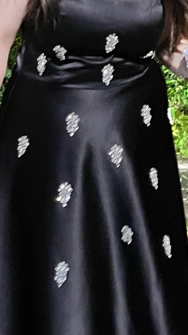 Siyah İşlemeli Uzun Drapeli Abiye Elbise - Görsel 4