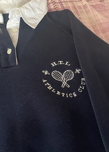 Düğmeli Yakalı Lacivert Kadın Sweatshirt - Görsel 2