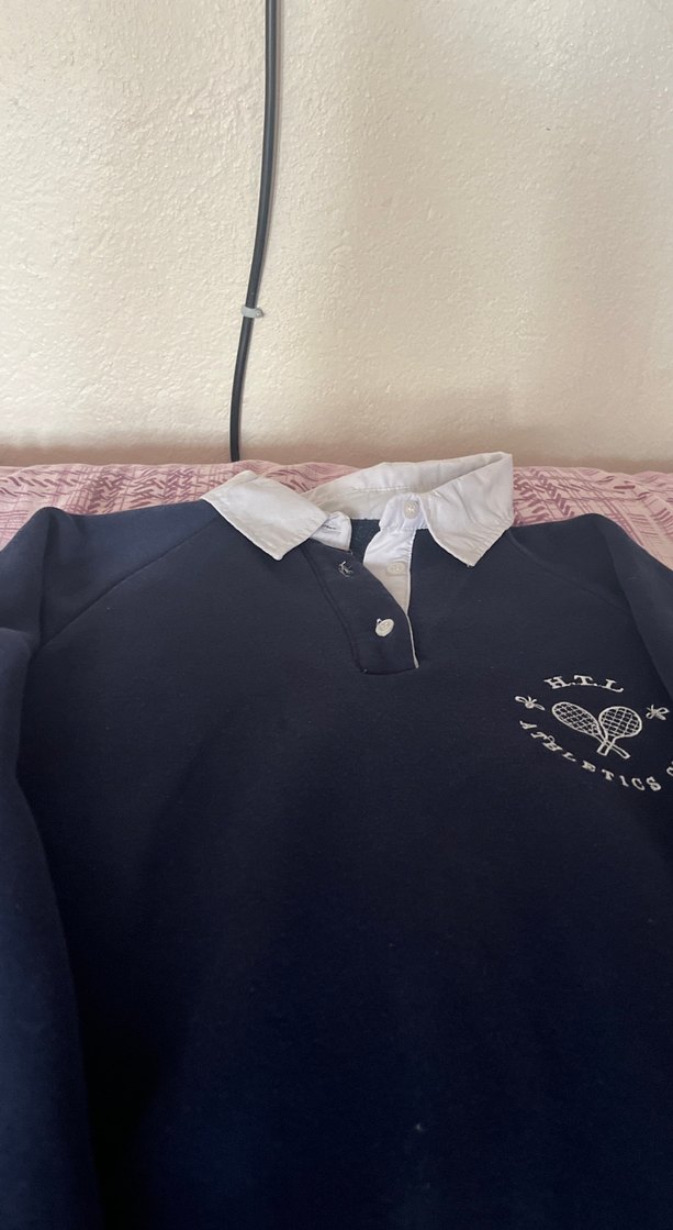 Düğmeli Yakalı Lacivert Kadın Sweatshirt - Görsel 3