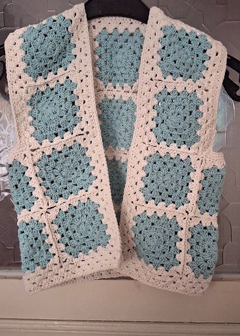 Çocuk Turkuaz Örgü  Yelek - Görsel 2