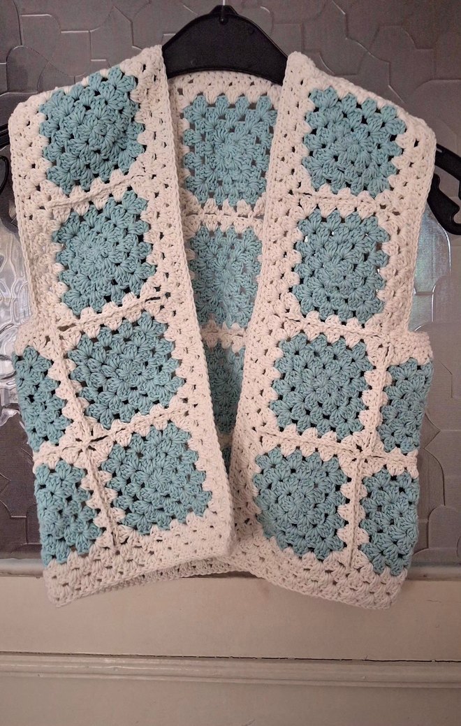 Çocuk Turkuaz Örgü  Yelek - Görsel 2