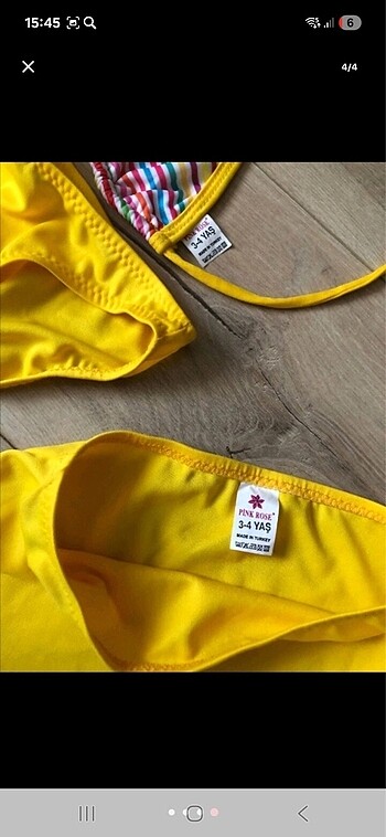 4 Yaş Beden sarı Renk Çocuk bikini etek takım