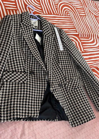 Düğmeli Desenli Kadın Blazer Ceket
