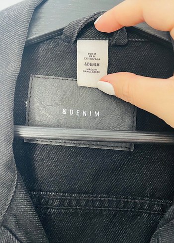 m Beden H&M Siyah Düğmeli Kadın Denim Ceket