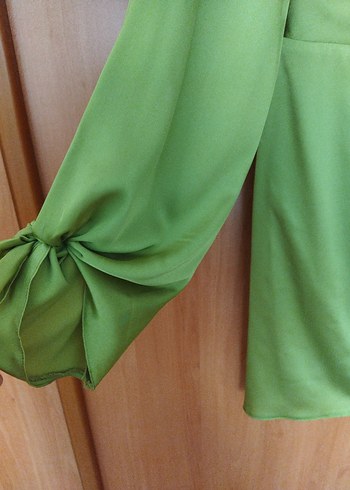 Yeşil Tek Kollu Drapeli Mini Abiye Elbise - Görsel 5