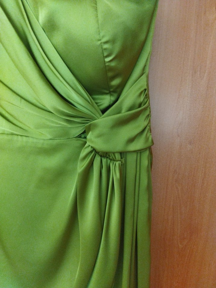Yeşil Tek Kollu Drapeli Mini Abiye Elbise - Görsel 4